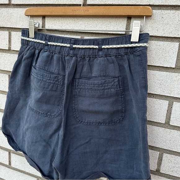 C&C California Linen Blend Pull On Cuffed Shorts Rope Belt Slate Blue - Picture 4 of 9